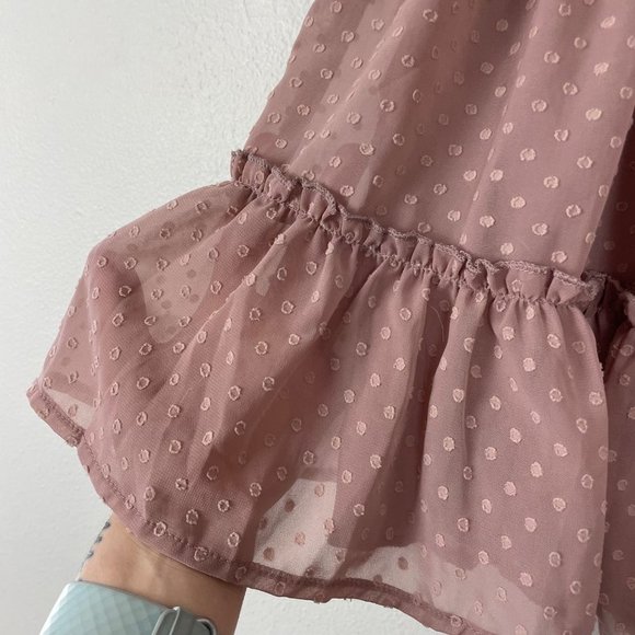 NWT Simplee Sz S Blush Pink Swiss Polka Dot Elastic Waist Balletcore‎ Skirt - Picture 4 of 8